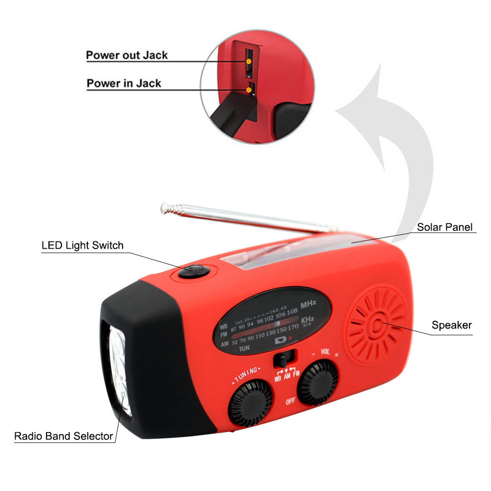 Solar Hand Crank LED Camping Lantern with AM/FM Radio and USB Charger