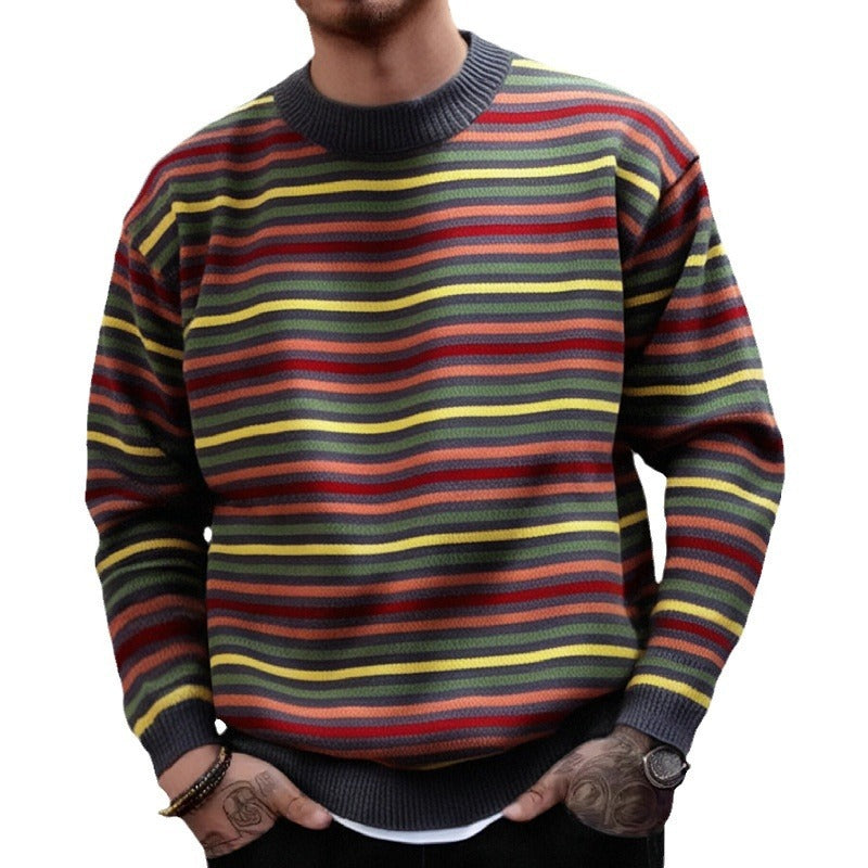 Round neck thickened striped jumper, view 5 - MRSLM