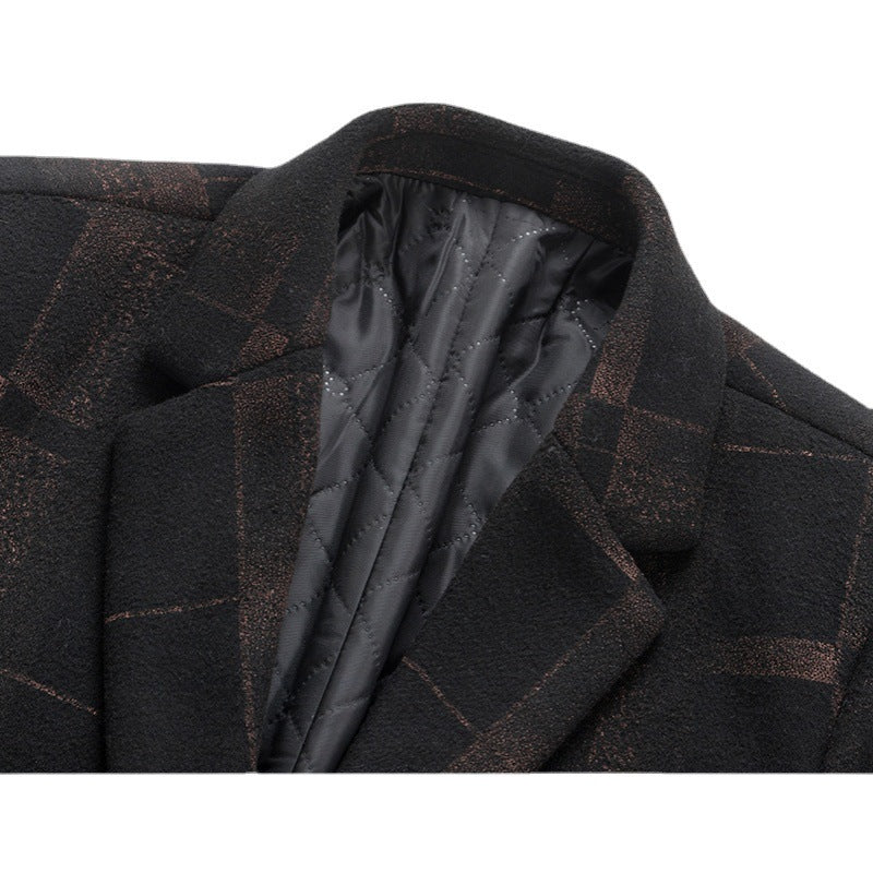 Men's mid-length slim woolen coat, view 4 - MRSLM