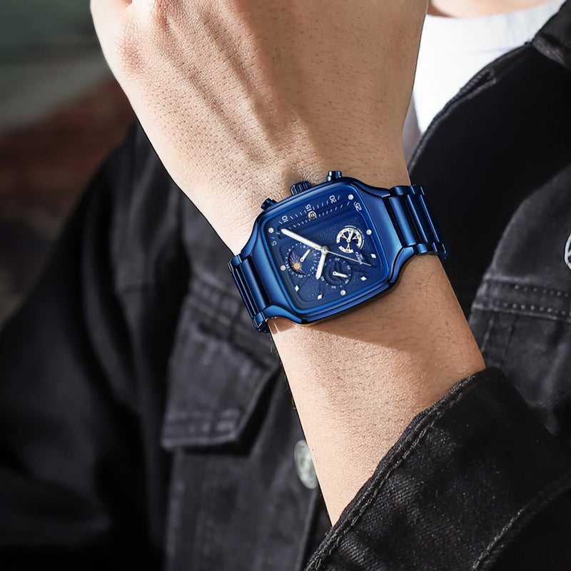 men's square quartz sport watch, view 3 - MRSLM