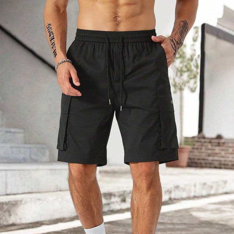 men's drawstring multi-pocket workwear shorts - MRSLM