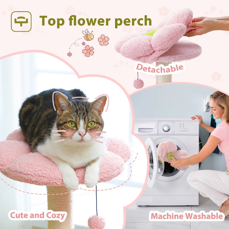 flower cat tree with large hammock, view 6 - MRSLM