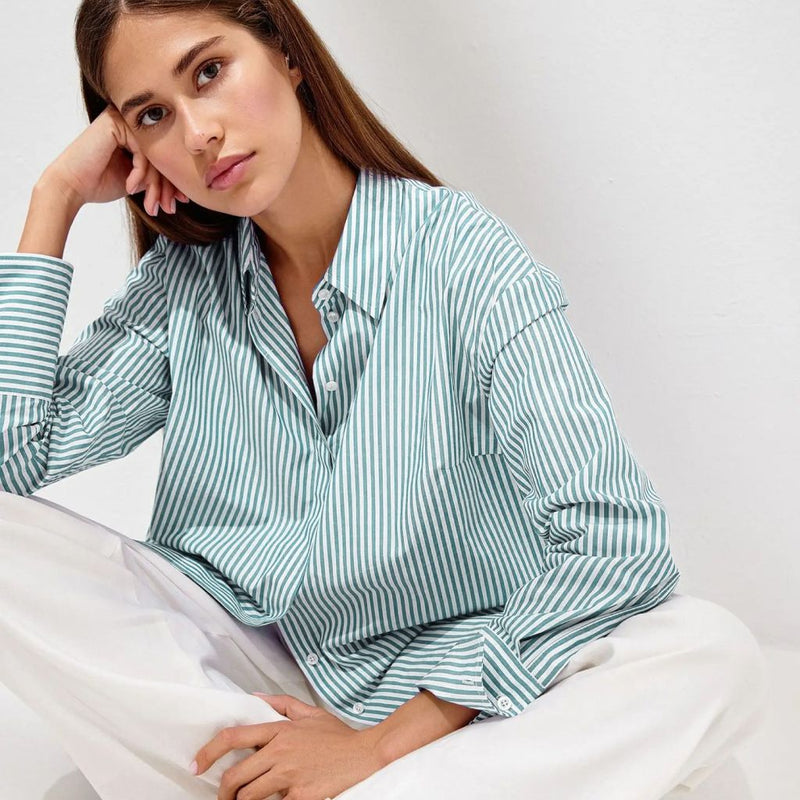 striped cotton blouse with lace-up detail - MRSLM