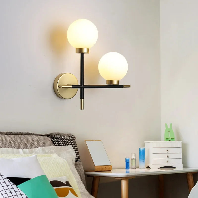 nordic double head led wall sconce, view 7 - MRSLM