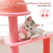 pink flamingo multi-level cat tree, view 6 - MRSLM