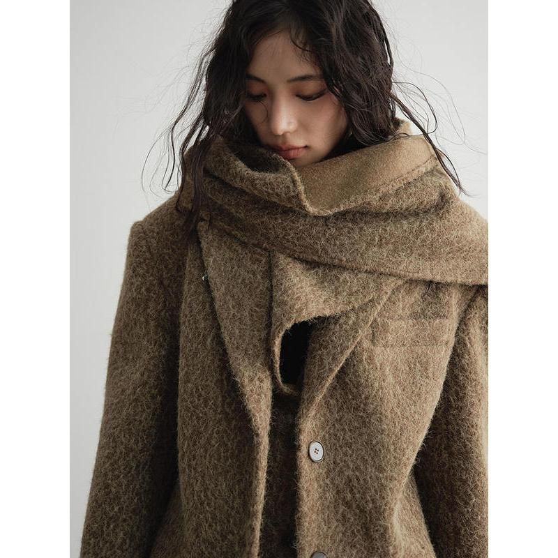 textured blazer with scarf collar, view 7 - MRSLM