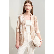 silk stretch printed blazer, view 2 - MRSLM