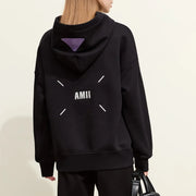 Fleece-lined patchwork embroidery hoodie, view 5 - MRSLM