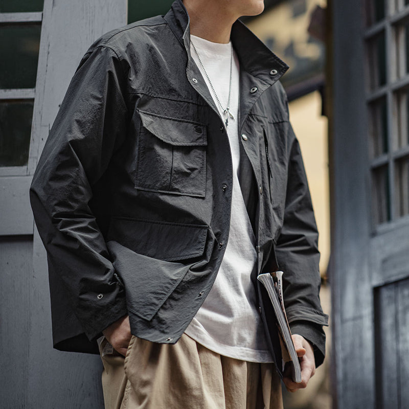 men's vintage dark gray waterproof jacket, view 5 - MRSLM
