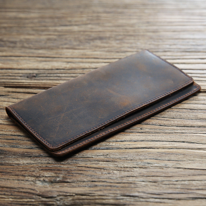 men's long retro leather wallet, view 3 - MRSLM