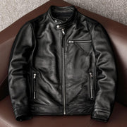 men's stand collar leather coat, view 6 - MRSLM