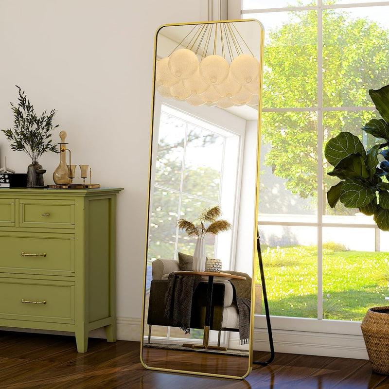 gold aluminum frame full length mirror, view 3 - MRSLM