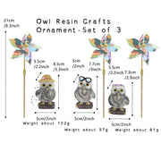 owl resin decoration set, view 2 - MRSLM