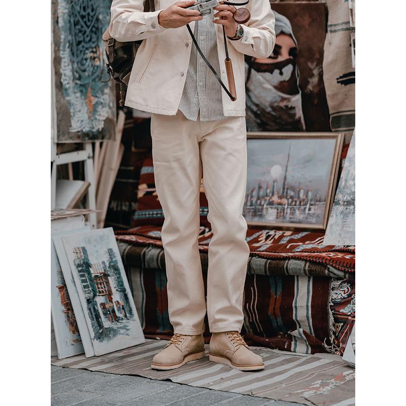 straight selvedge denim jeans, view 3 - MRSLM