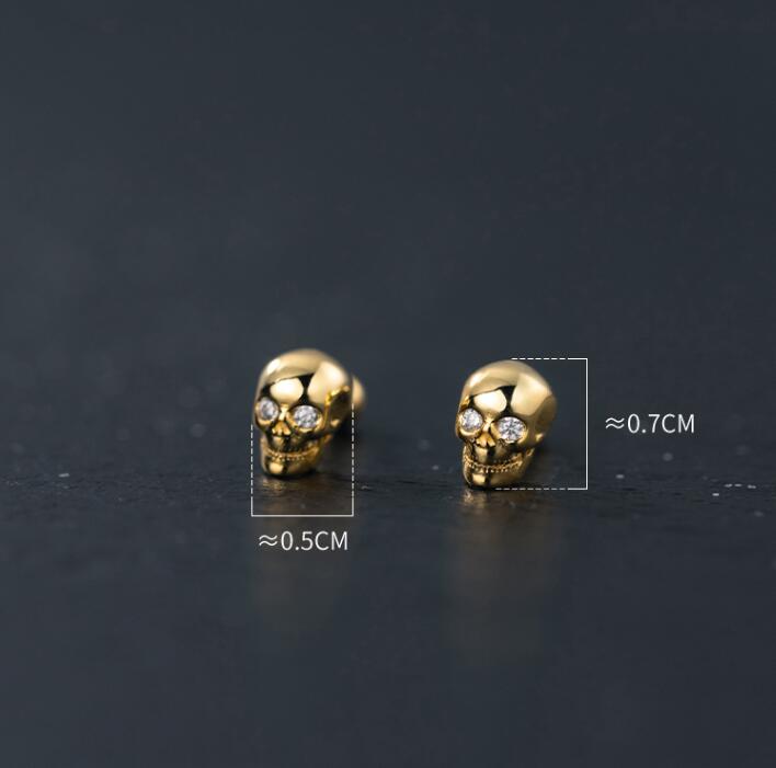 925 sterling silver skull earrings, view 3 - MRSLM
