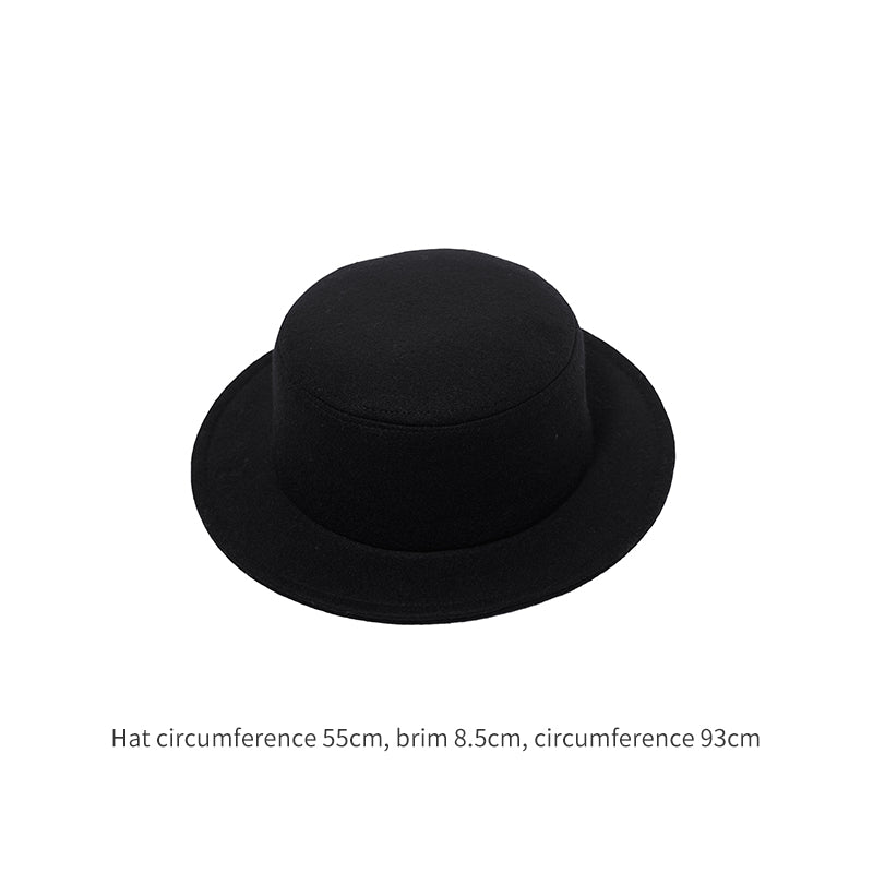 women's woolen flat top hat, view 6 - MRSLM