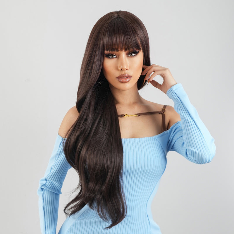 women's black wig with bangs, view 2 - MRSLM