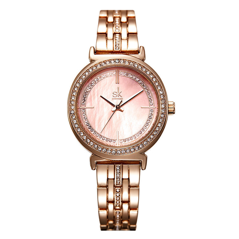 rose gold shell dial women's watch, view 5 - MRSLM