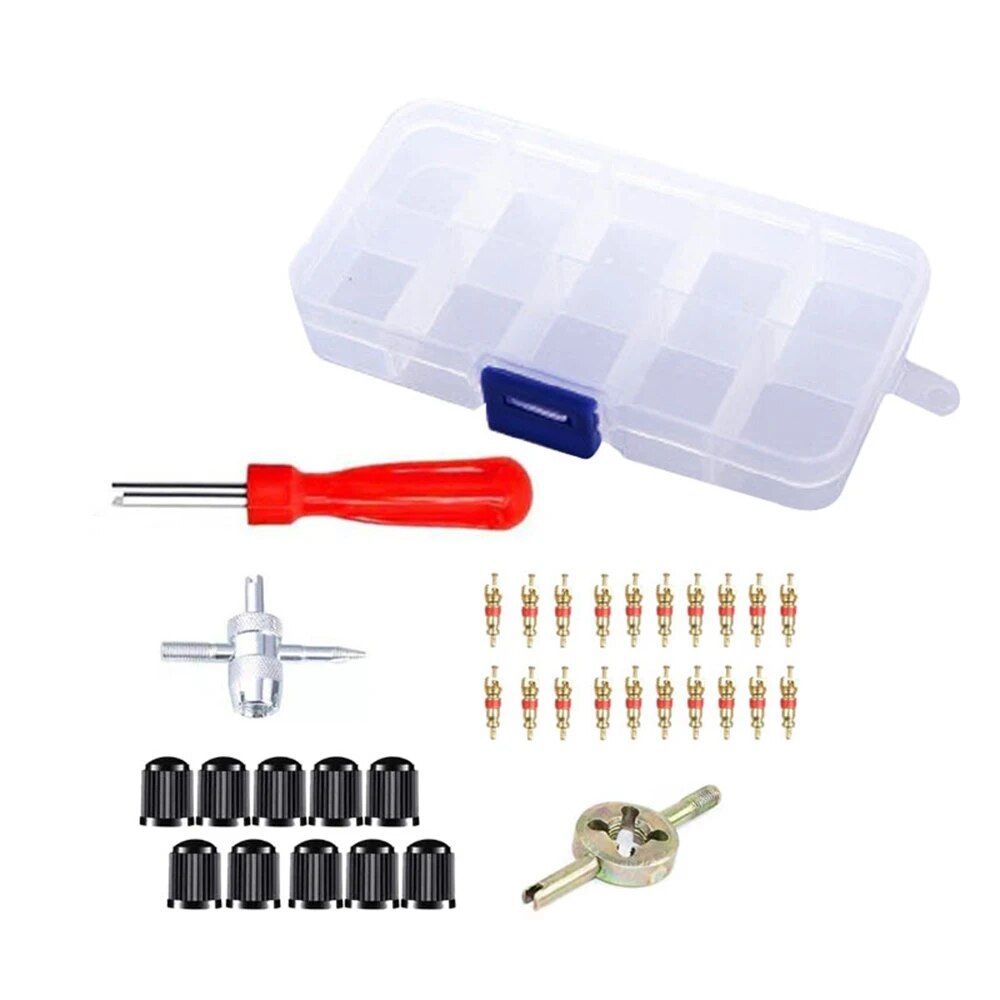 33-Piece Car Tyre Valve Repair & Installation Kit