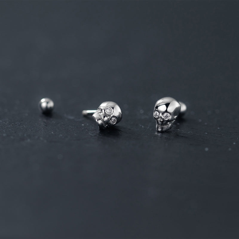 925 sterling silver skull earrings, view 4 - MRSLM