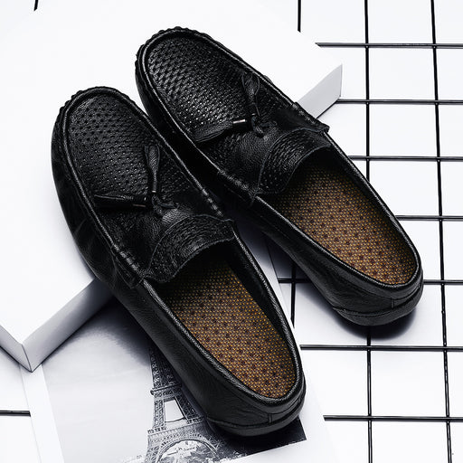 leather hollow-out beanie shoes - MRSLM