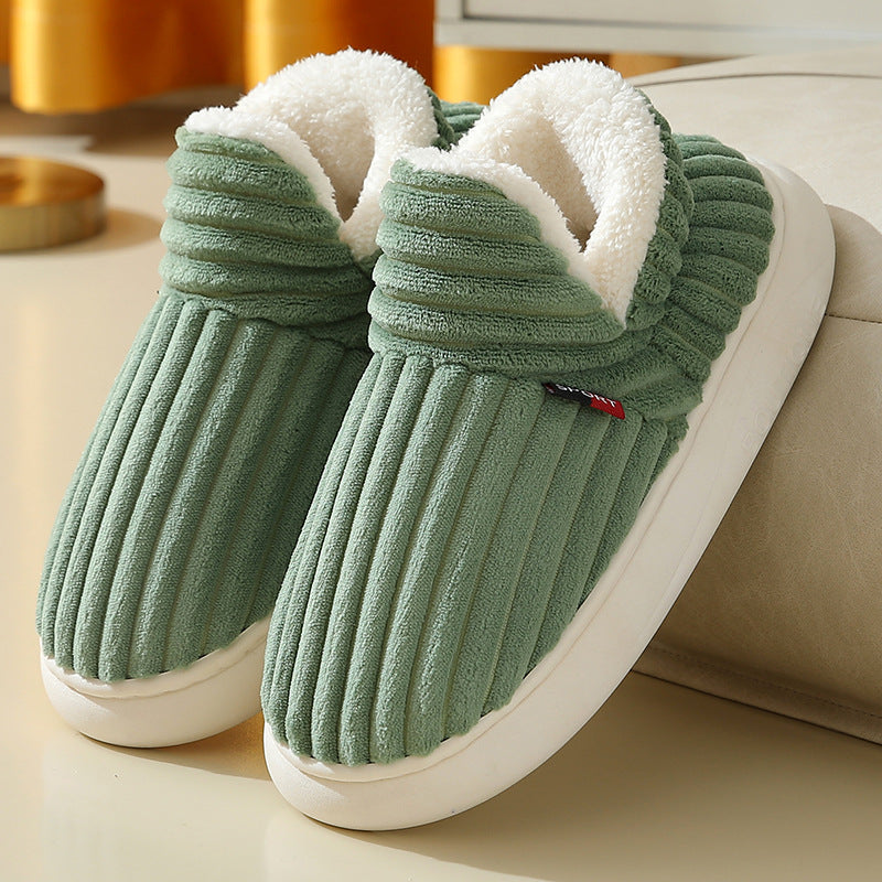 Striped plush couples house slippers, view 7 - MRSLM