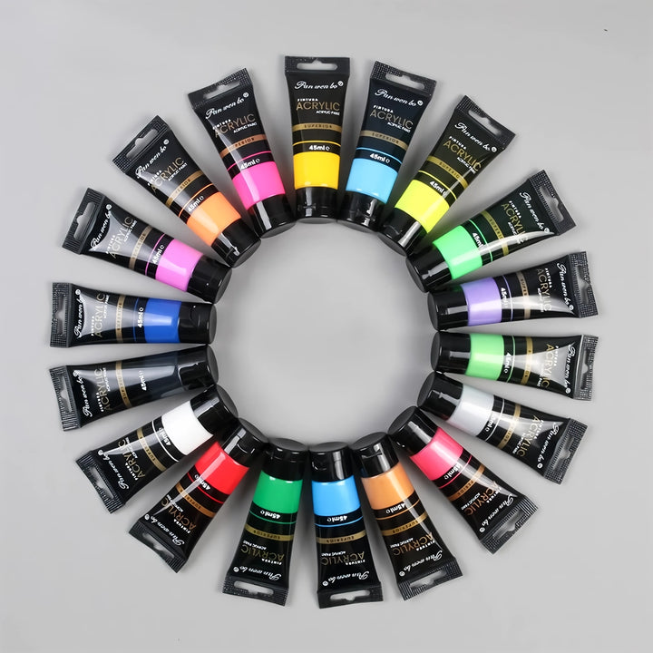 6-Color Acrylic Paint Set – Metallic &amp; Fluorescent, 45ML Bottled Paint for DIY Art &amp; Graffiti