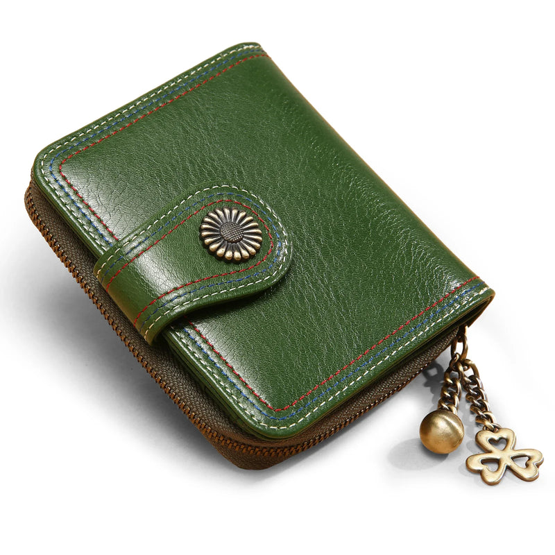 Women's small leather bifold wallet, view 3 - MRSLM