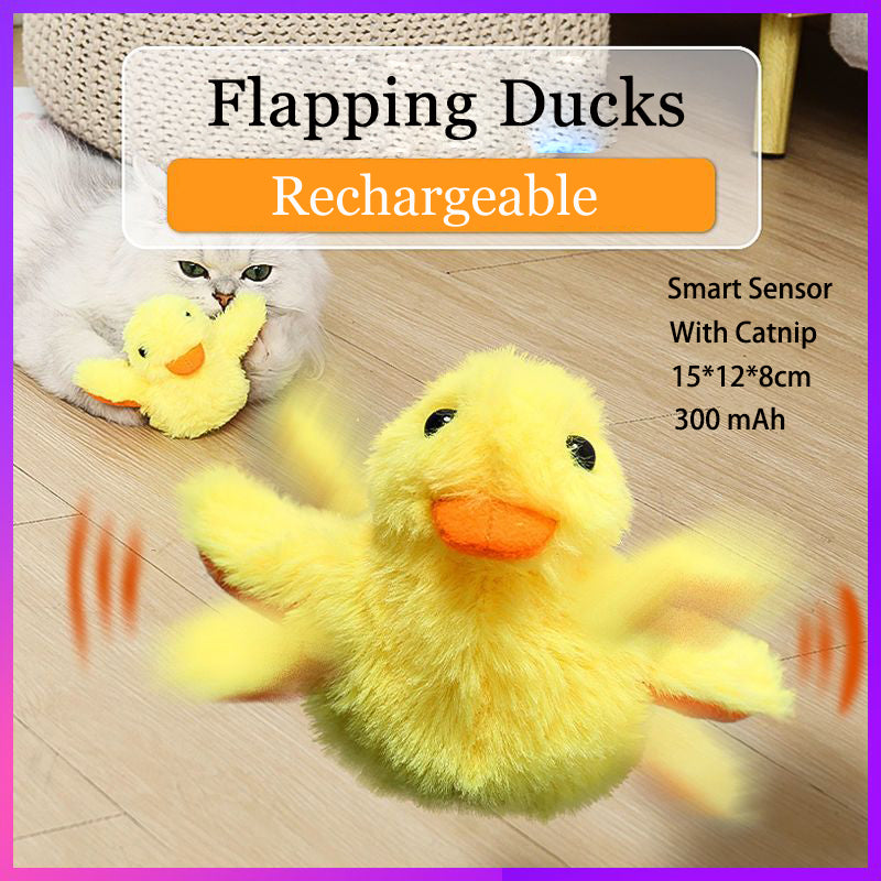 interactive flapping duck cat toy, view 2 - MRSLM