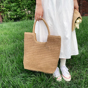 straw woven shoulder bag, view 4 - MRSLM