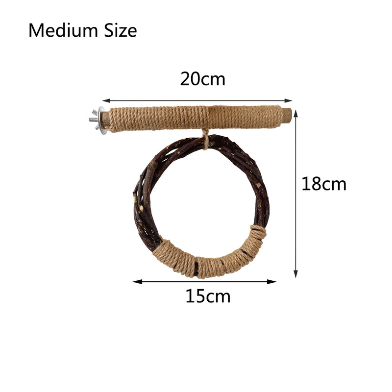 natural apple wood bird swing and stand, view 2 - MRSLM
