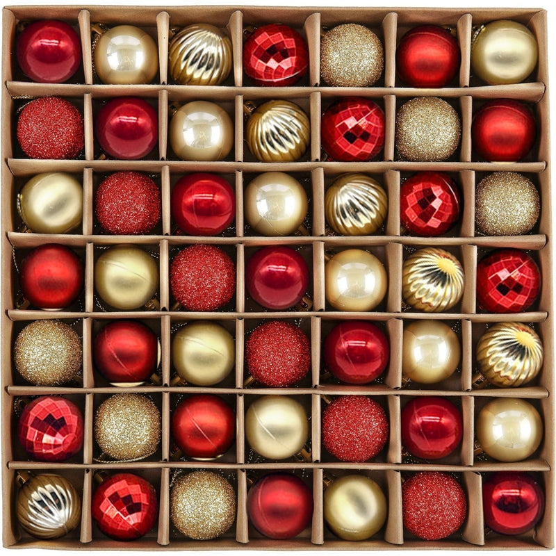 Red and gold Christmas ball ornament set, view 5 - MRSLM