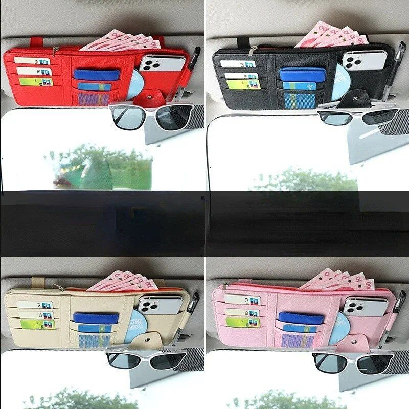 Multi-Pocket Car Sun Visor Organizer with Pen Holder