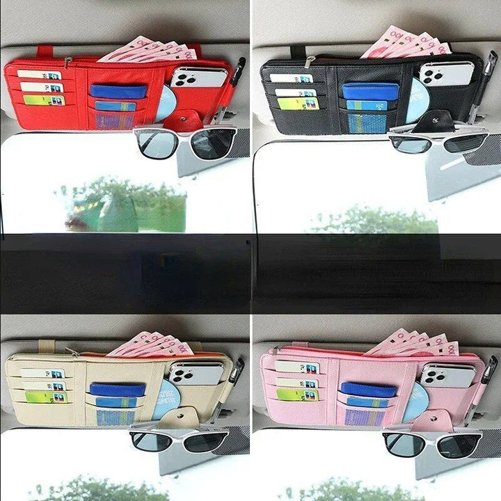Multi-Pocket Car Sun Visor Organizer with Pen Holder