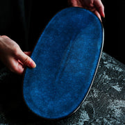 oval ceramic sushi sashimi plate, view 4 - MRSLM