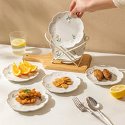 daisy design ceramic plates set, view 3 - MRSLM