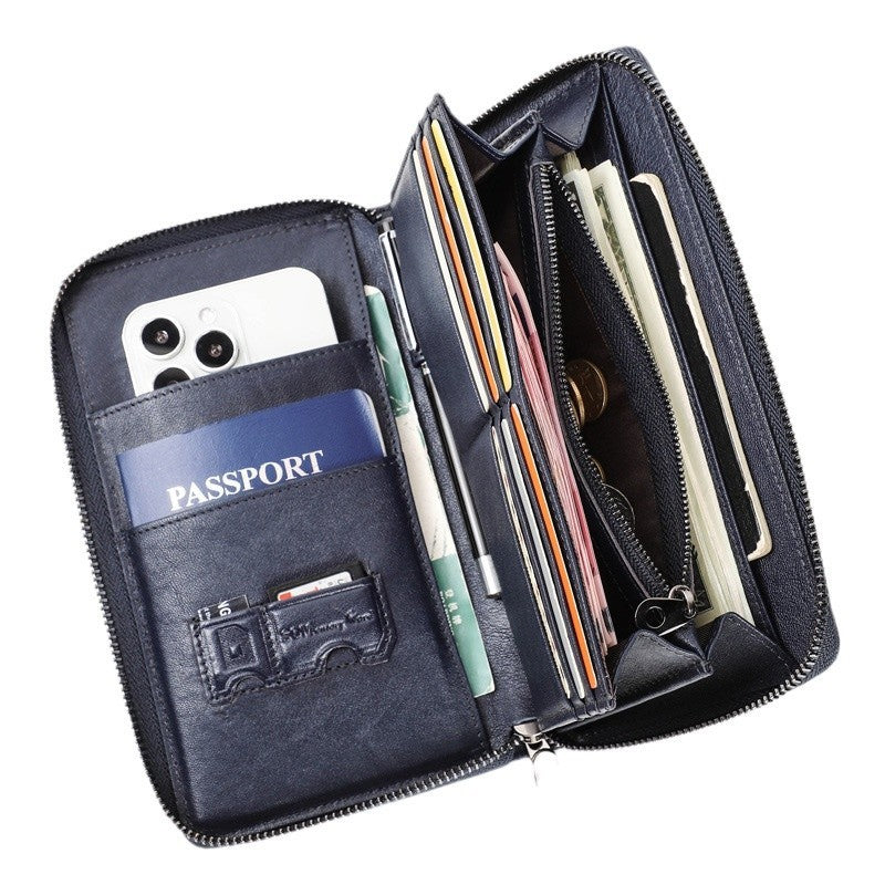 men's long cowhide wallet, view 3 - MRSLM