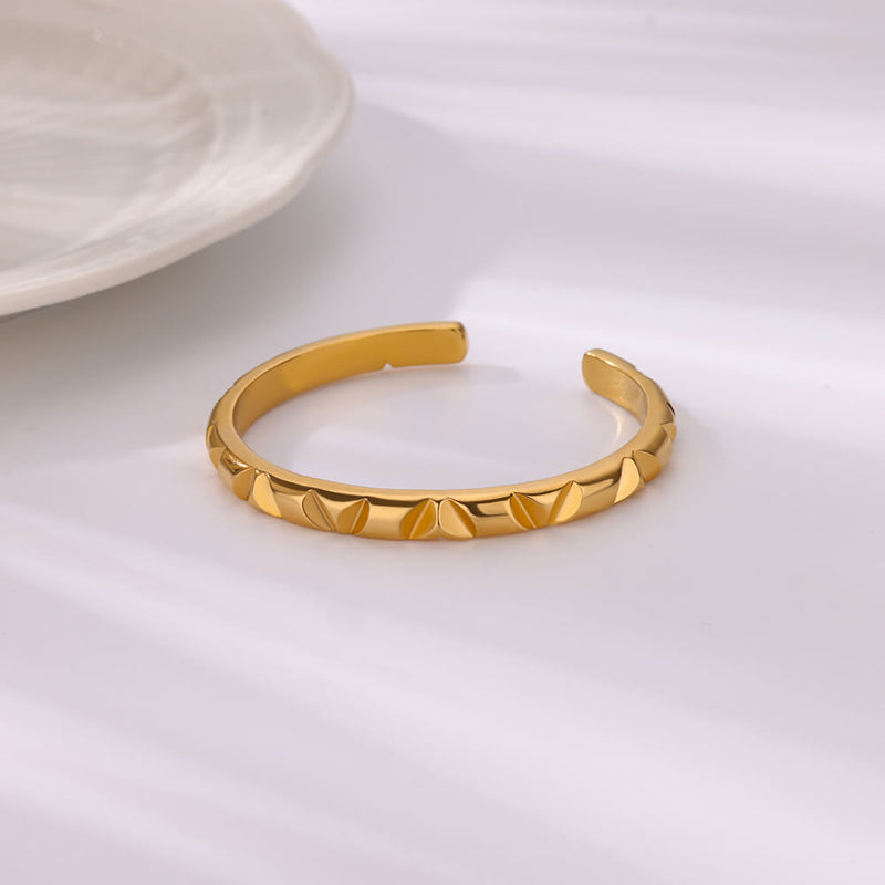 handmade gold-tone geometric cuff bracelet, view 3 - MRSLM