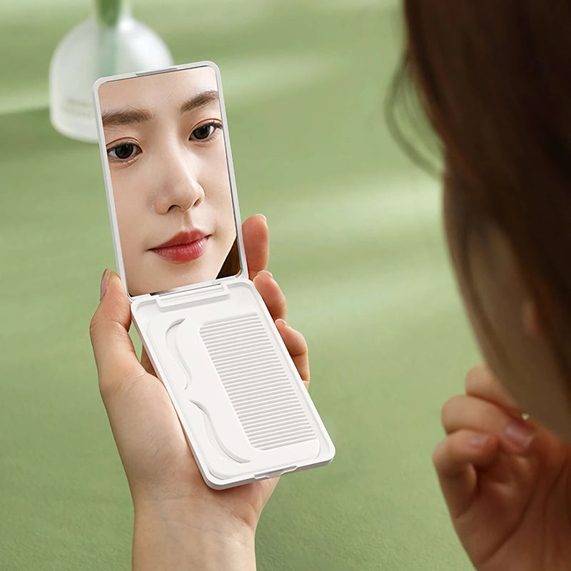 portable travel makeup mirror with comb, view 6 - MRSLM
