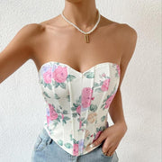 floral strapless corset tank top - MRSLM