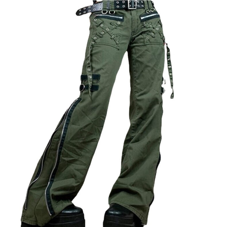 women's flared cargo casual pants, view 8 - MRSLM