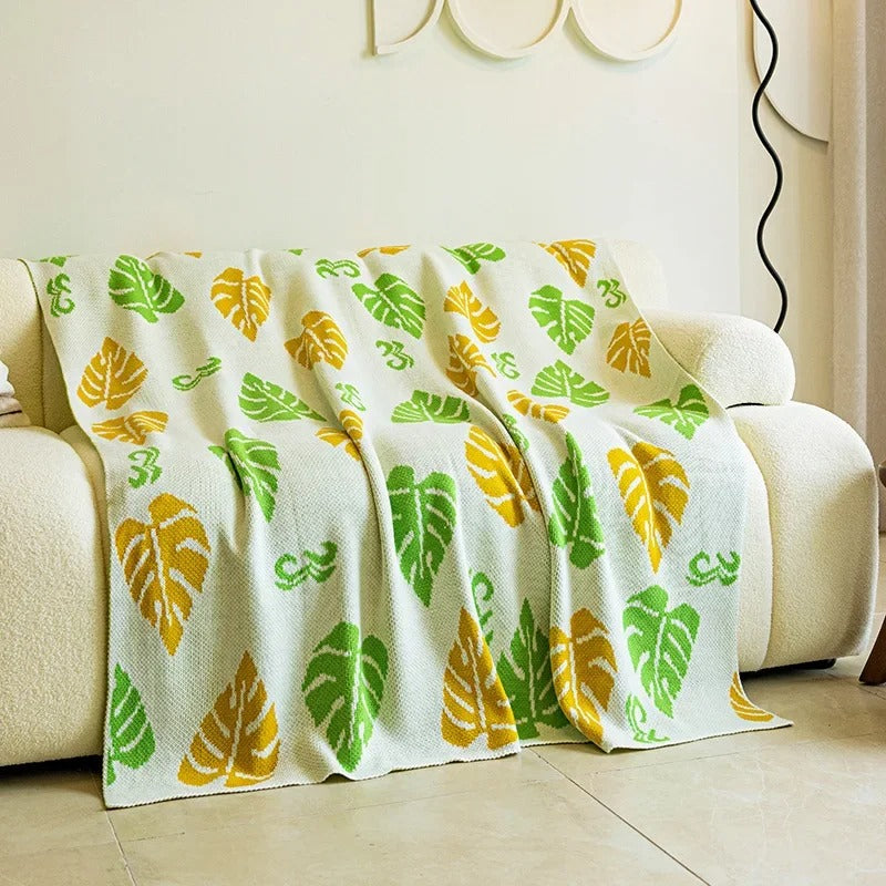 leaf knit throw blanket, view 7 - MRSLM