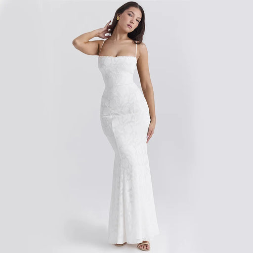 White lace-up maxi dress, view 2 - MRSLM