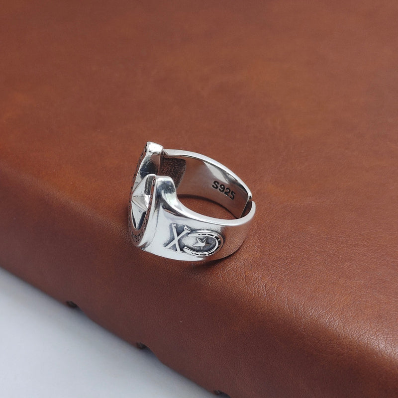 S925 sterling silver pentagram ring, view 2 - MRSLM