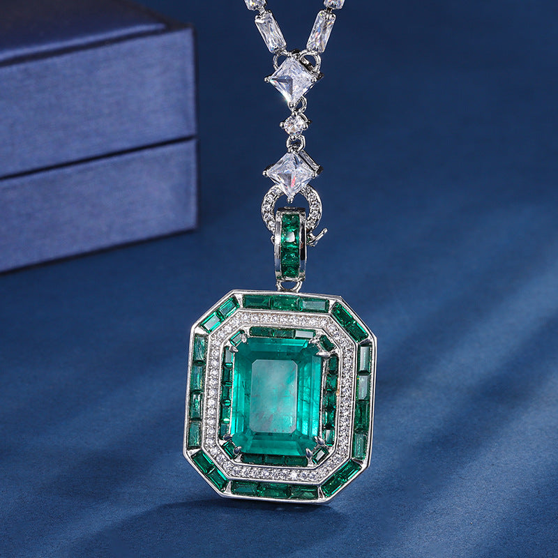 simulated emerald red corundum pendant necklace, view 2 - MRSLM