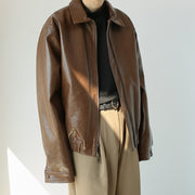 men's retro pu leather coat, view 6 - MRSLM