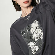 bear print embroidered cotton tee, view 3 - MRSLM