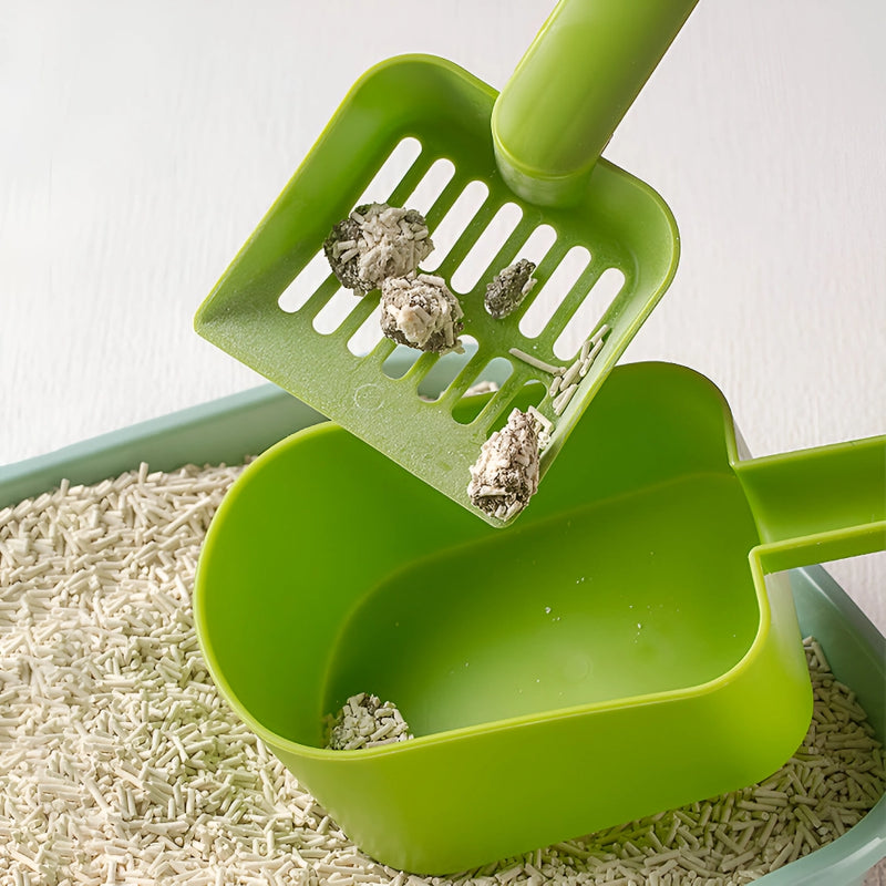 Plastic Cat Litter Scoop with Self-Cleaning Base – Easy & Efficient Litter Box Cleaning Tool