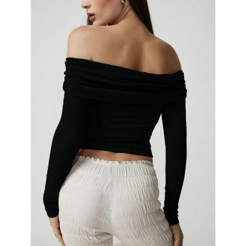 off-shoulder knit sweater, view 17 - MRSLM