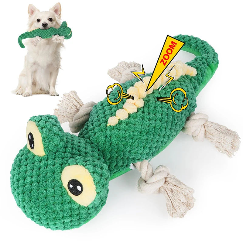 plush lizard squeaky dog toy, view 3 - MRSLM